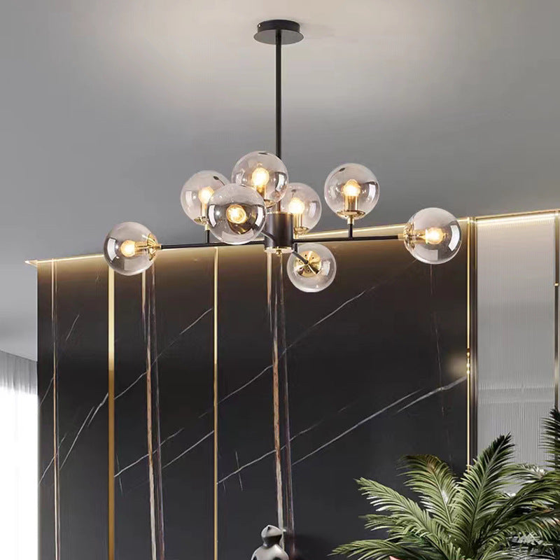 Contemporary Nordic Iron Glass Round 6/8/10-Light Chandelier For Bedroom And Living Room