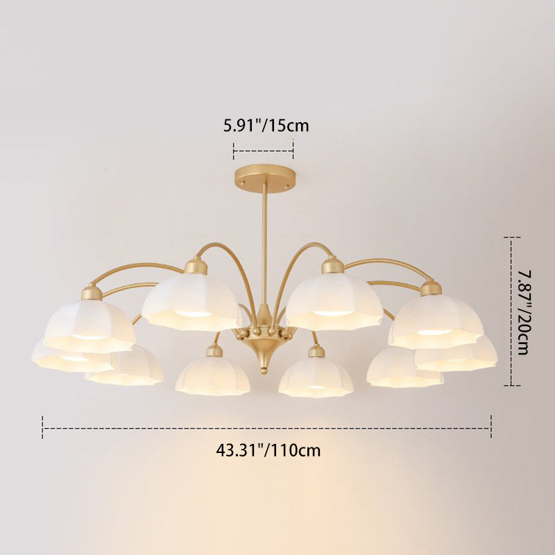Contemporary Nordic Iron Glass Floral Shade 6/8/10-Light Chandelier For Bedroom And Living Room