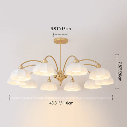Contemporary Nordic Iron Glass Floral Shade 6/8/10-Light Chandelier For Bedroom And Living Room