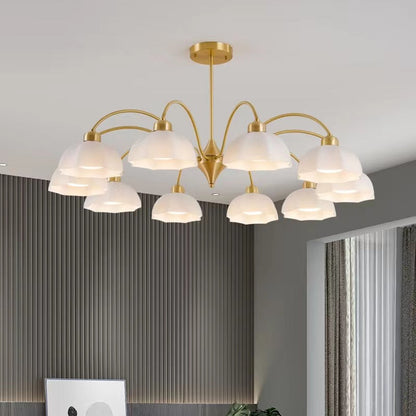 Contemporary Nordic Iron Glass Floral Shade 6/8/10-Light Chandelier For Bedroom And Living Room