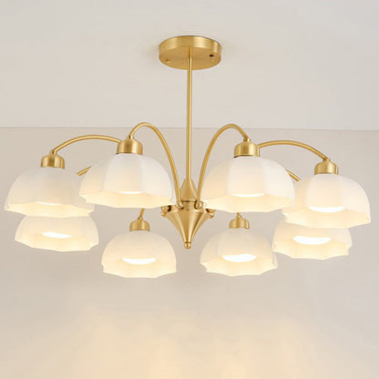 Contemporary Nordic Iron Glass Floral Shade 6/8/10-Light Chandelier For Bedroom And Living Room