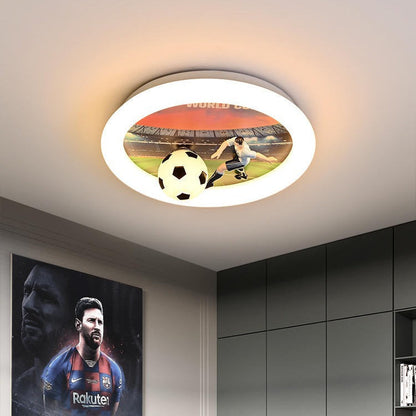 Contemporary Creative Iron & Acrylic Round LED Flush Mount Ceiling Light For Kids Bedroom & Living Room