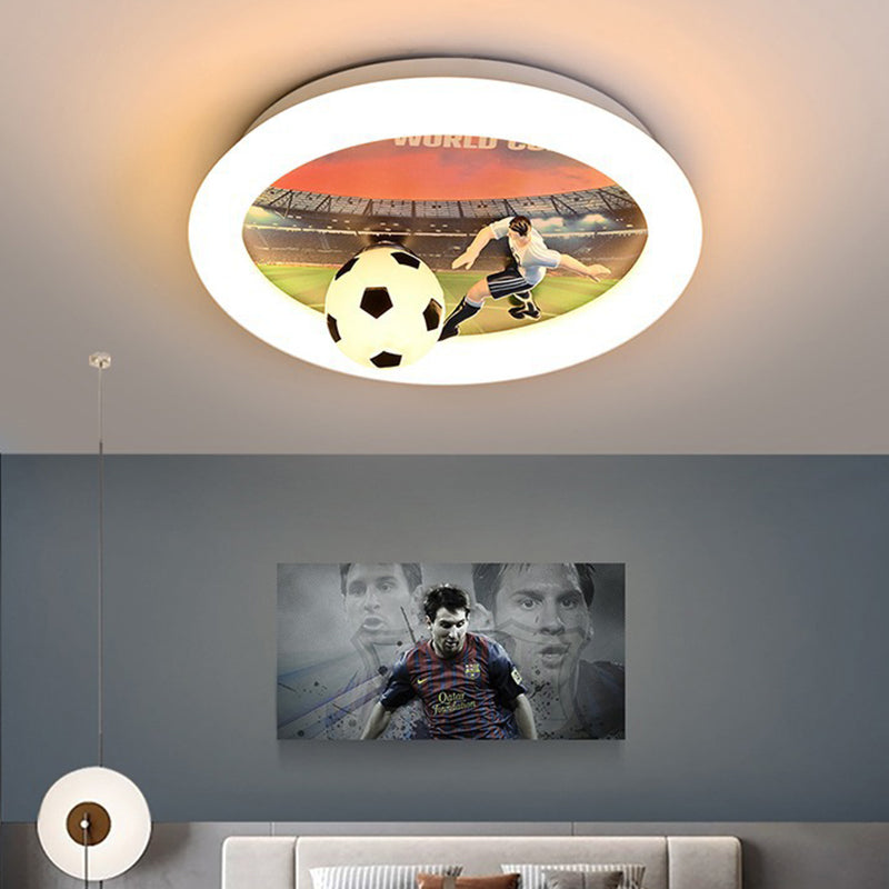 Contemporary Creative Iron & Acrylic Round LED Flush Mount Ceiling Light For Kids Bedroom & Living Room