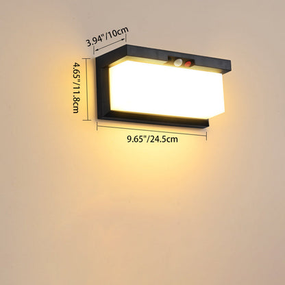 Modern Minimalist Solar & Waterproof Plastic & PC Rectangular LED Wall Sconce Lamp For Outdoor, Patio & Garden