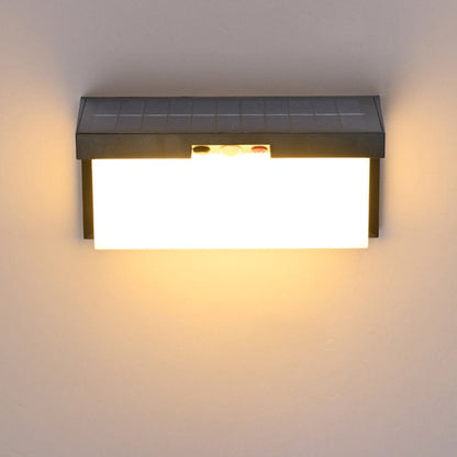 Modern Minimalist Solar & Waterproof Plastic & PC Rectangular LED Wall Sconce Lamp For Outdoor, Patio & Garden