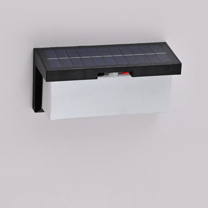 Modern Minimalist Solar & Waterproof Plastic & PC Rectangular LED Wall Sconce Lamp For Outdoor, Patio & Garden