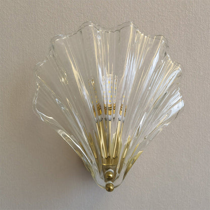Contemporary Creative Iron And Glass Shell Shape 1-Light Wall Sconce Lamp For Bedroom And Living Room