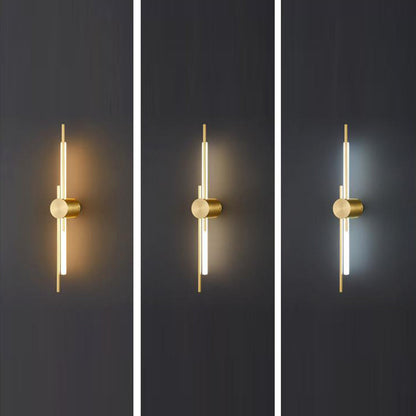 Modern Minimalist Brass And Acrylic Linear LED Wall Sconce Lamp For Bedroom And Living Room