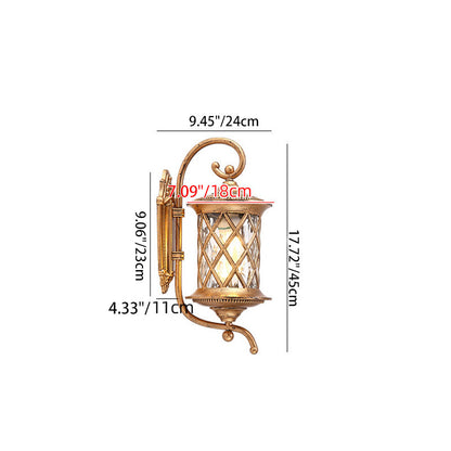 Traditional Vintage Aluminum Cylindrical Solar LED Waterproof Wall Sconce Lamp For Outdoor Garden And Patio