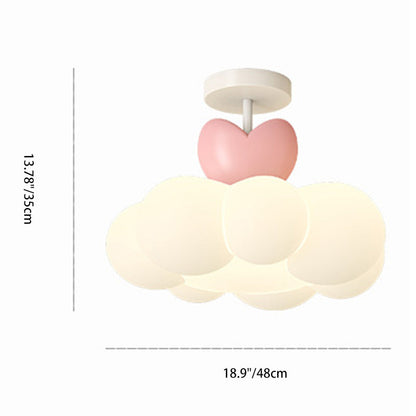 Contemporary Creative Iron & PE Cloud-Shaped LED Semi-Flush Mount Ceiling Light For Bedroom & Living Room