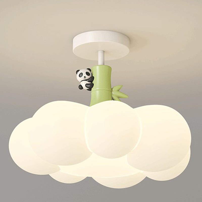 Contemporary Creative Iron & PE Cloud-Shaped LED Semi-Flush Mount Ceiling Light For Bedroom & Living Room