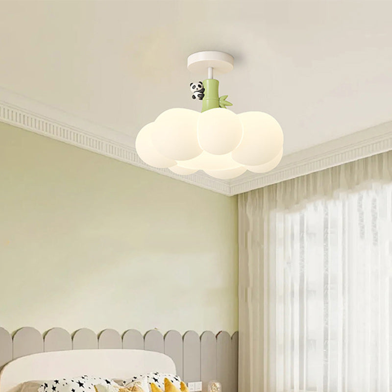 Contemporary Creative Iron & PE Cloud-Shaped LED Semi-Flush Mount Ceiling Light For Bedroom & Living Room