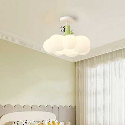 Contemporary Creative Iron & PE Cloud-Shaped LED Semi-Flush Mount Ceiling Light For Bedroom & Living Room