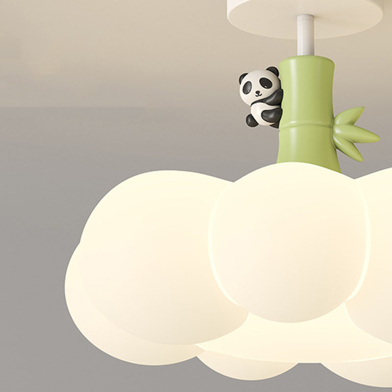 Contemporary Creative Iron & PE Cloud-Shaped LED Semi-Flush Mount Ceiling Light For Bedroom & Living Room