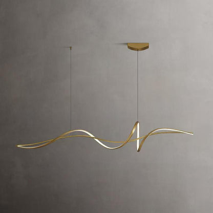 Modern Minimalist Aluminum, Iron & Acrylic Curved Linear LED Island Light Chandelier For Dining Room, Bedroom & Living Room