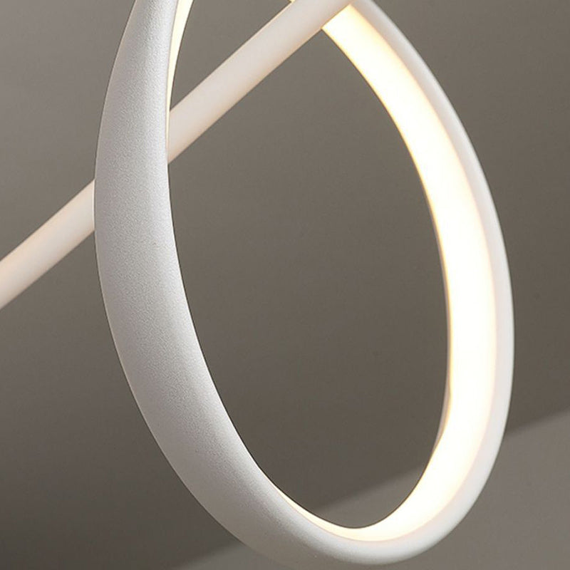 Modern Minimalist Aluminum, Iron & Acrylic Curved Linear LED Island Light Chandelier For Dining Room, Bedroom & Living Room