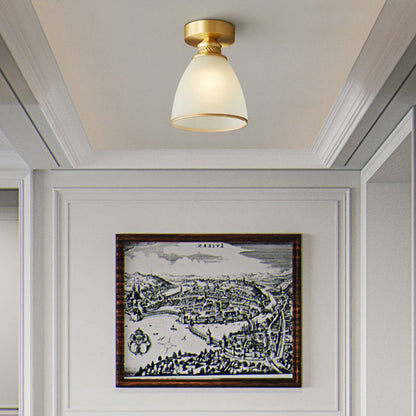 Modern Luxury Brass & Glass Cone 1/6/8/10-Light Semi-Flush Mount Ceiling Light For Bedroom, Living Room & Hallway