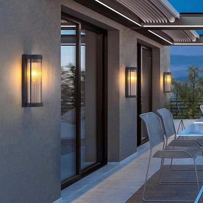 Modern Minimalist Stainless Steel & Glass Cylinder LED Solar Waterproof Wall Sconce Lamp For Outdoor Garden & Patio