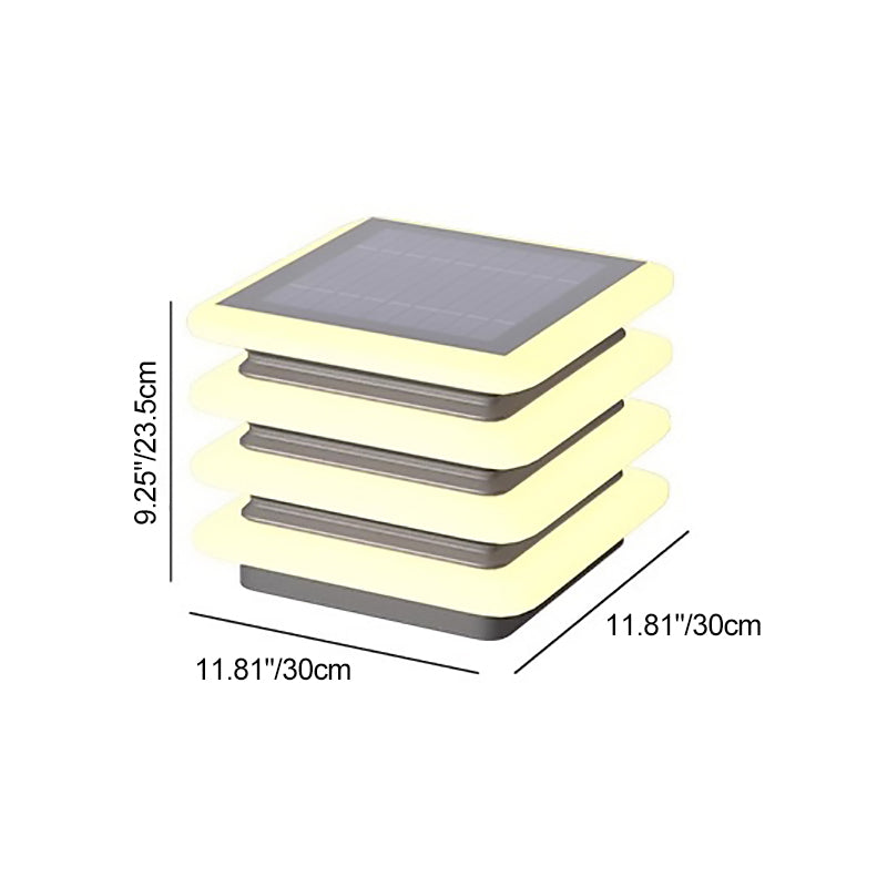 Modern Minimalist Stainless Steel & PE Round & Square LED Solar & Waterproof Outdoor Light For Garden, Yard & Patio