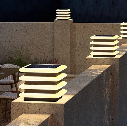 Modern Minimalist Stainless Steel & PE Round & Square LED Solar & Waterproof Outdoor Light For Garden, Yard & Patio