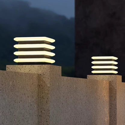 Modern Minimalist Stainless Steel & PE Round & Square LED Solar & Waterproof Outdoor Light For Garden, Yard & Patio