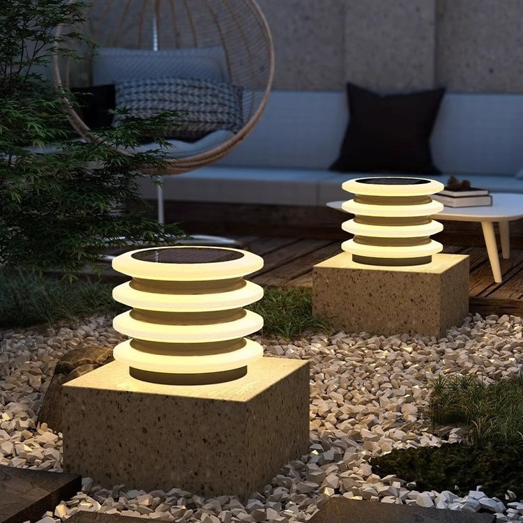 Modern Minimalist Stainless Steel & PE Round & Square LED Solar & Waterproof Outdoor Light For Garden, Yard & Patio