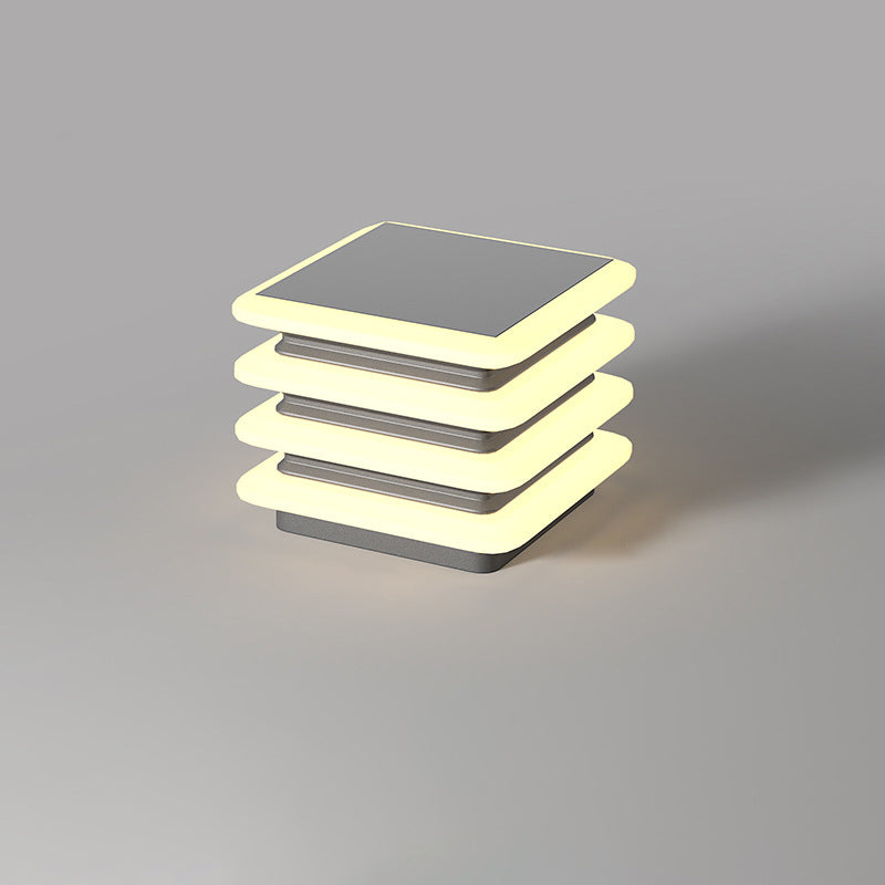 Modern Minimalist Stainless Steel & PE Round & Square LED Solar & Waterproof Outdoor Light For Garden, Yard & Patio