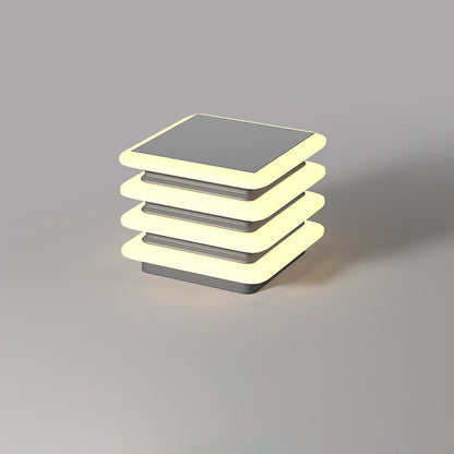 Modern Minimalist Stainless Steel & PE Round & Square LED Solar & Waterproof Outdoor Light For Garden, Yard & Patio