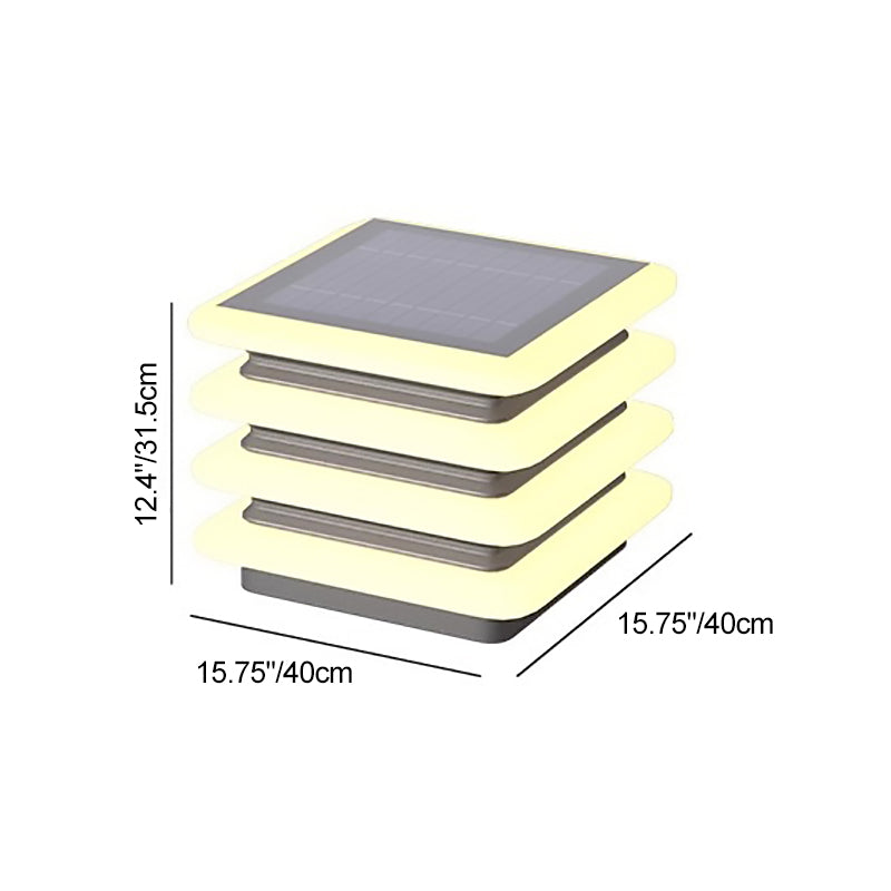 Modern Minimalist Stainless Steel & PE Round & Square LED Solar & Waterproof Outdoor Light For Garden, Yard & Patio