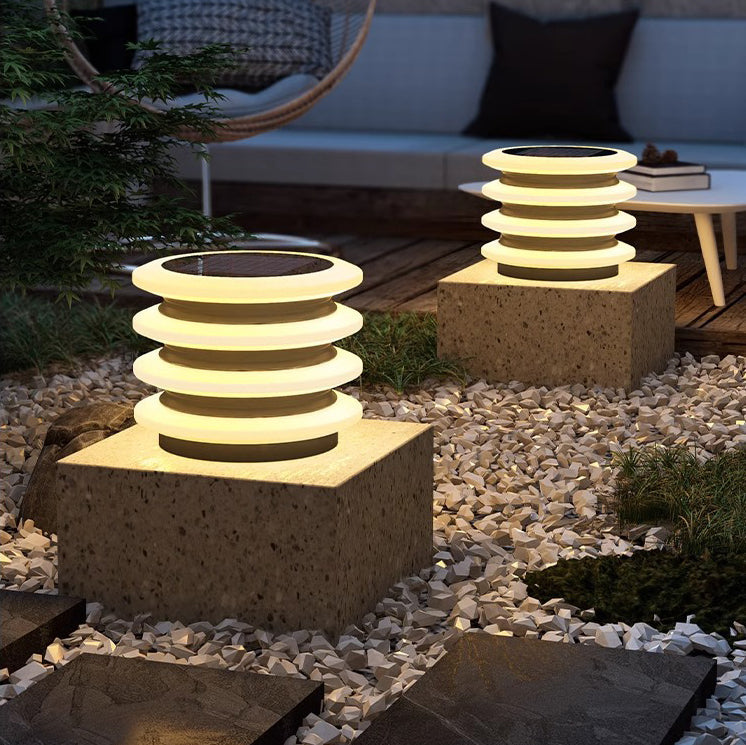 Modern Minimalist Stainless Steel & PE Round & Square LED Solar & Waterproof Outdoor Light For Garden, Yard & Patio