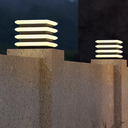 Modern Minimalist Stainless Steel & PE Round & Square LED Solar & Waterproof Outdoor Light For Garden, Yard & Patio