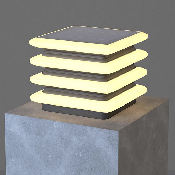 Modern Minimalist Stainless Steel & PE Round & Square LED Solar & Waterproof Outdoor Light For Garden, Yard & Patio