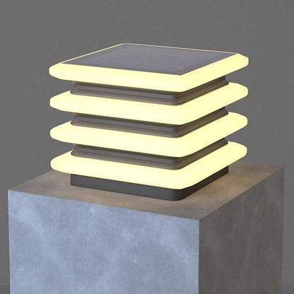 Modern Minimalist Stainless Steel & PE Round & Square LED Solar & Waterproof Outdoor Light For Garden, Yard & Patio