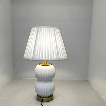 Contemporary Nordic Ceramic Metal Fabric Gourd-Shaped 1-Light Table Lamp For Bedroom & Living Room