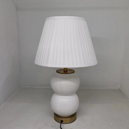 Contemporary Nordic Ceramic Metal Fabric Gourd-Shaped 1-Light Table Lamp For Bedroom & Living Room
