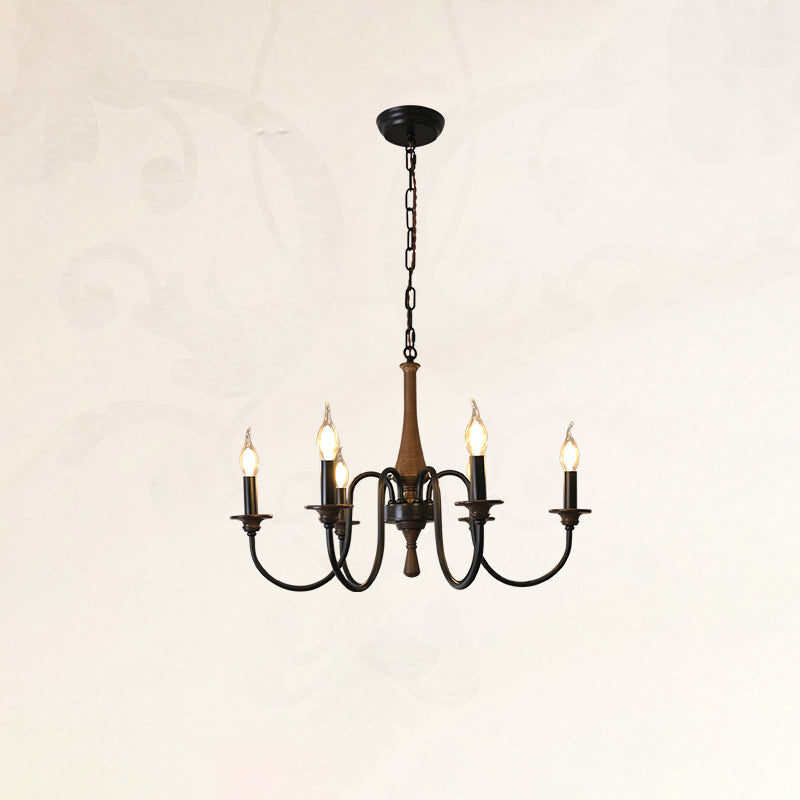 Traditional Rustic Metal Wood Candelabra 6/8/12-Light Chandelier For Living Room & Bedroom