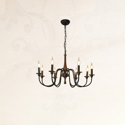 Traditional Rustic Metal Wood Candelabra 6/8/12-Light Chandelier For Living Room & Bedroom