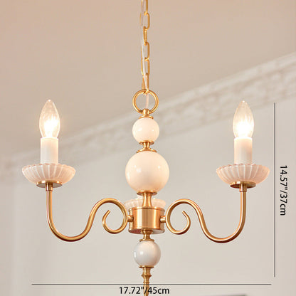 Traditional French Brass & Glass Candle Round 3/5-Light Chandelier For Bedroom & Living Room