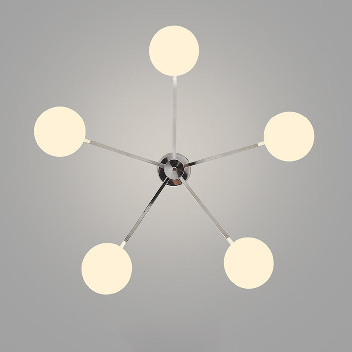 Modern Minimalist Iron & Glass Oval Branch 3/5-Light Semi-Flush Mount Ceiling Light For Bedroom & Living Room