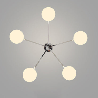 Modern Minimalist Iron & Glass Oval Branch 3/5-Light Semi-Flush Mount Ceiling Light For Bedroom & Living Room