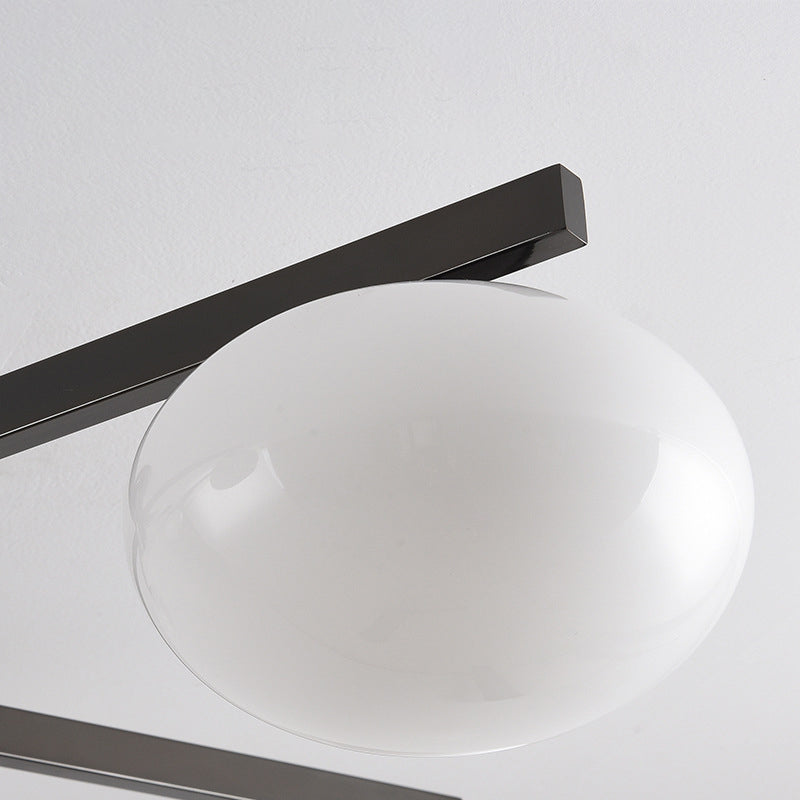 Modern Minimalist Iron & Glass Oval Branch 3/5-Light Semi-Flush Mount Ceiling Light For Bedroom & Living Room