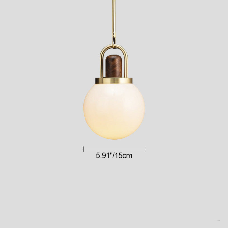 Modern Minimalist Iron & Glass Round 1-Light Pendant Light For Bedroom & Living Room