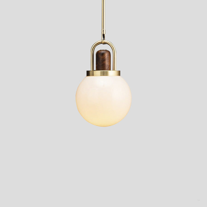 Modern Minimalist Iron & Glass Round 1-Light Pendant Light For Bedroom & Living Room