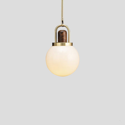 Modern Minimalist Iron & Glass Round 1-Light Pendant Light For Bedroom & Living Room