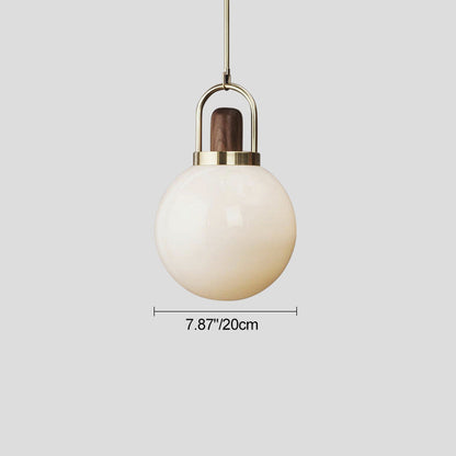 Modern Minimalist Iron & Glass Round 1-Light Pendant Light For Bedroom & Living Room