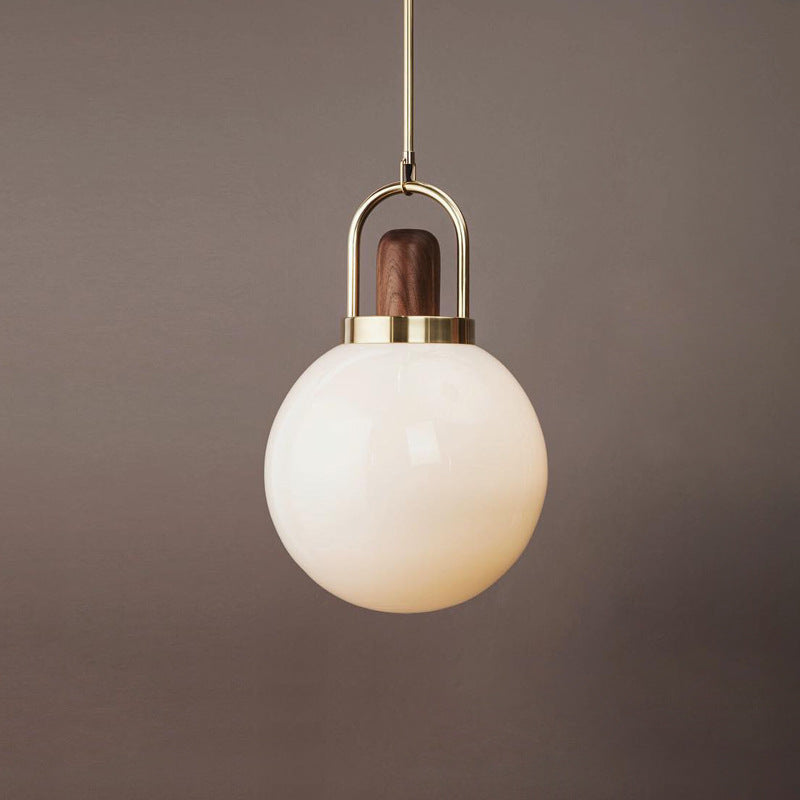 Modern Minimalist Iron & Glass Round 1-Light Pendant Light For Bedroom & Living Room
