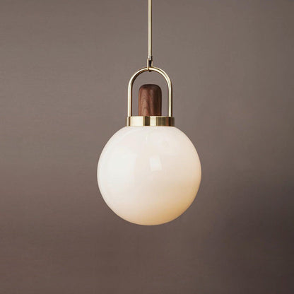 Modern Minimalist Iron & Glass Round 1-Light Pendant Light For Bedroom & Living Room