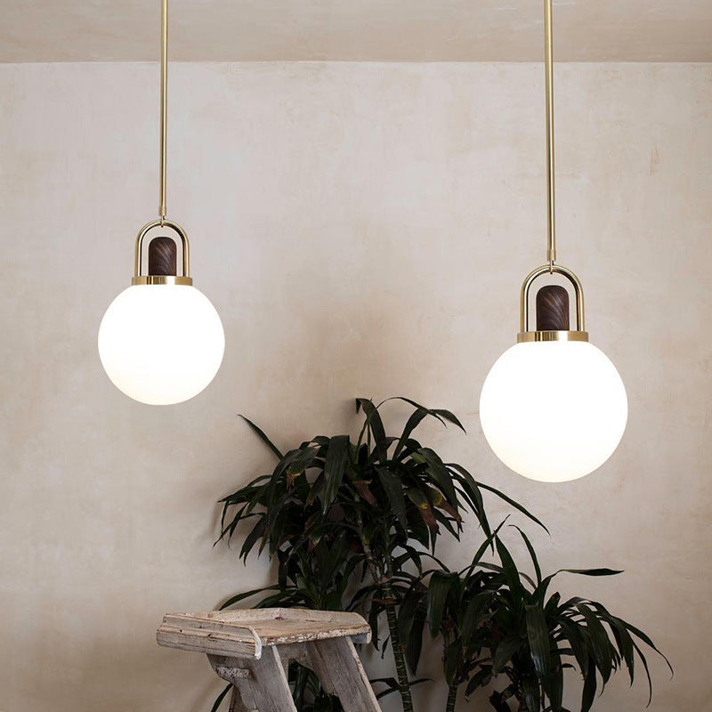 Modern Minimalist Iron & Glass Round 1-Light Pendant Light For Bedroom & Living Room