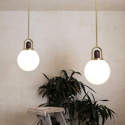 Modern Minimalist Iron & Glass Round 1-Light Pendant Light For Bedroom & Living Room