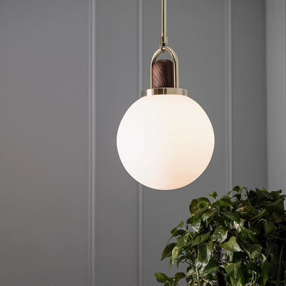 Modern Minimalist Iron & Glass Round 1-Light Pendant Light For Bedroom & Living Room